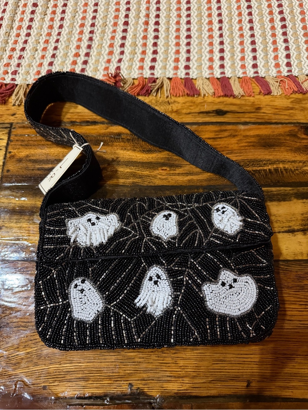 Black Beaded Ghost shoulder Bag